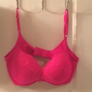 Hot pink lace bra!